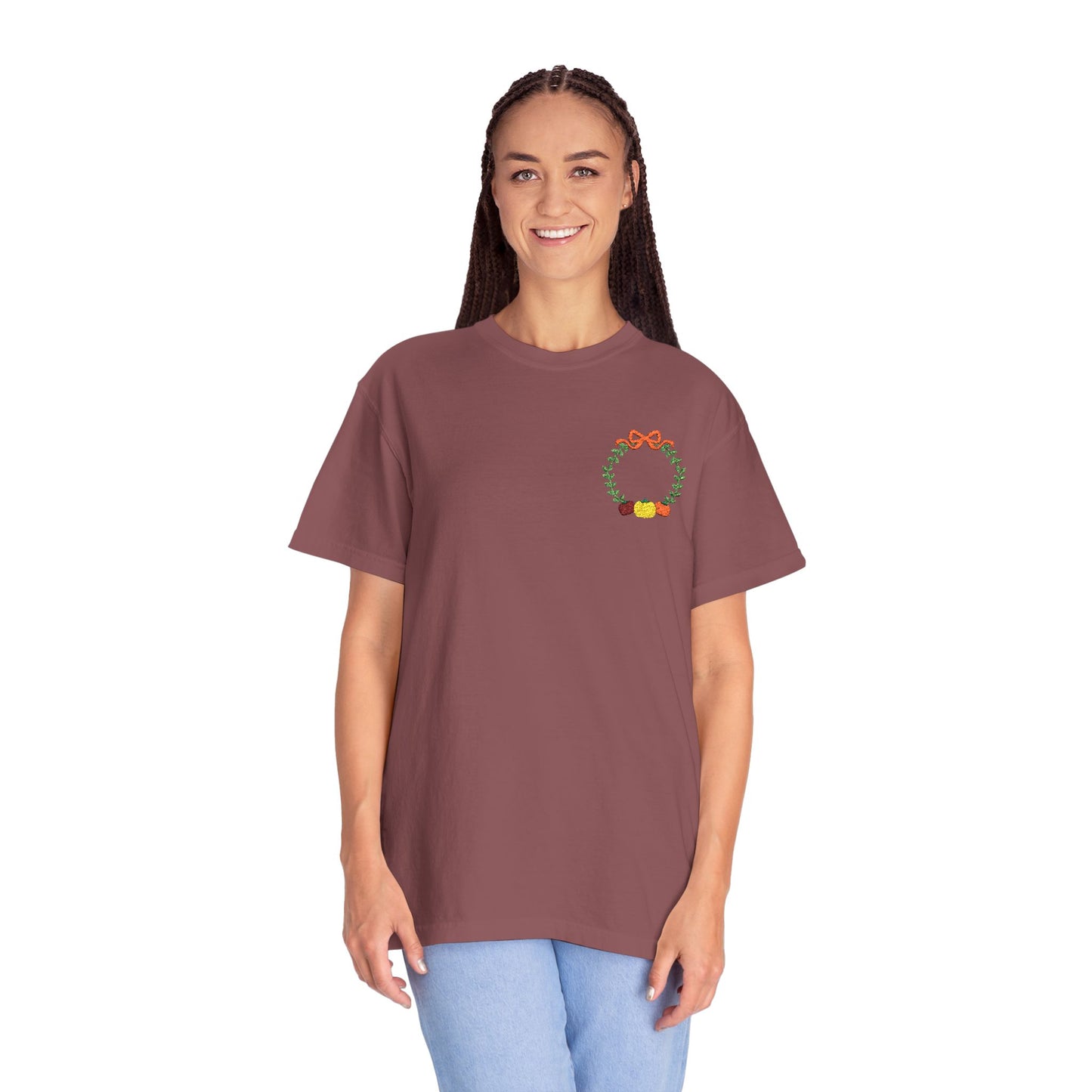Fall Festive Embroidered Unisex T-Shirt, Casual Comfort Clothing