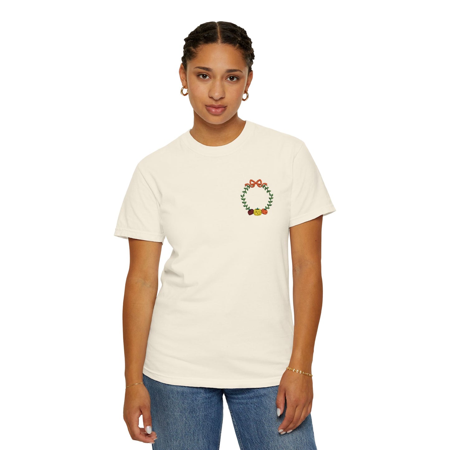 Fall Festive Embroidered Unisex T-Shirt, Casual Comfort Clothing