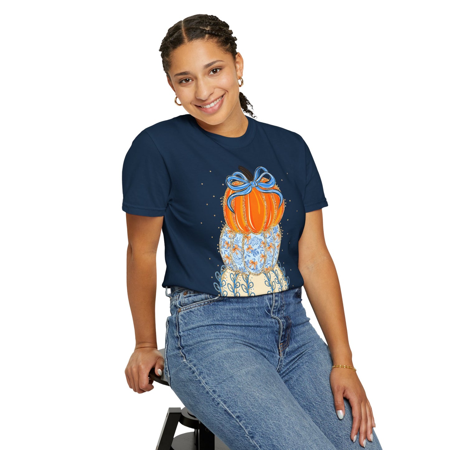 Fall Pumpkin Art Tee, Comfort T-Shirt, Autumn Style Shirt, Thanksgiving Gift, Cozy Layer