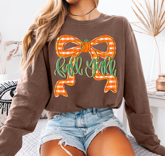 Fall Y'all Long Sleeve Comfort Color, Cozy Autumn Tee, Pumpkin Shirt, Harvest Apparel, Thanksgiving Gift, Unisex Fall Fashion