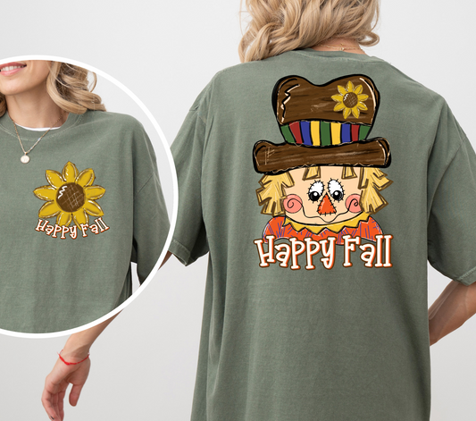 Fall Scarecrow T-Shirt, Happy Fall, Autumn Apparel, Comfort Color Seasonal Shirt, Harvest Festival Clothing, Thanksgiving Gift