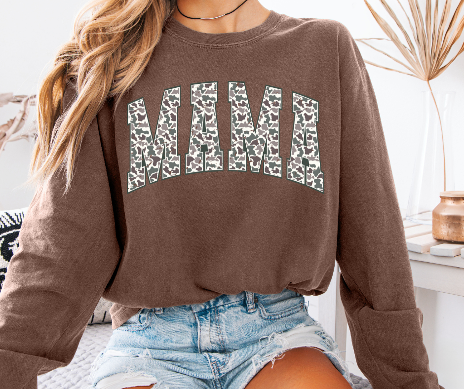 Mama Camo Long Sleeve Comfort Color for Moms
