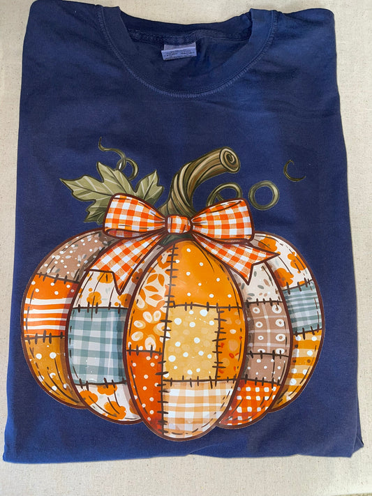 Autumn Patchwork Pumpkin Long Sleeve Comfort Color
