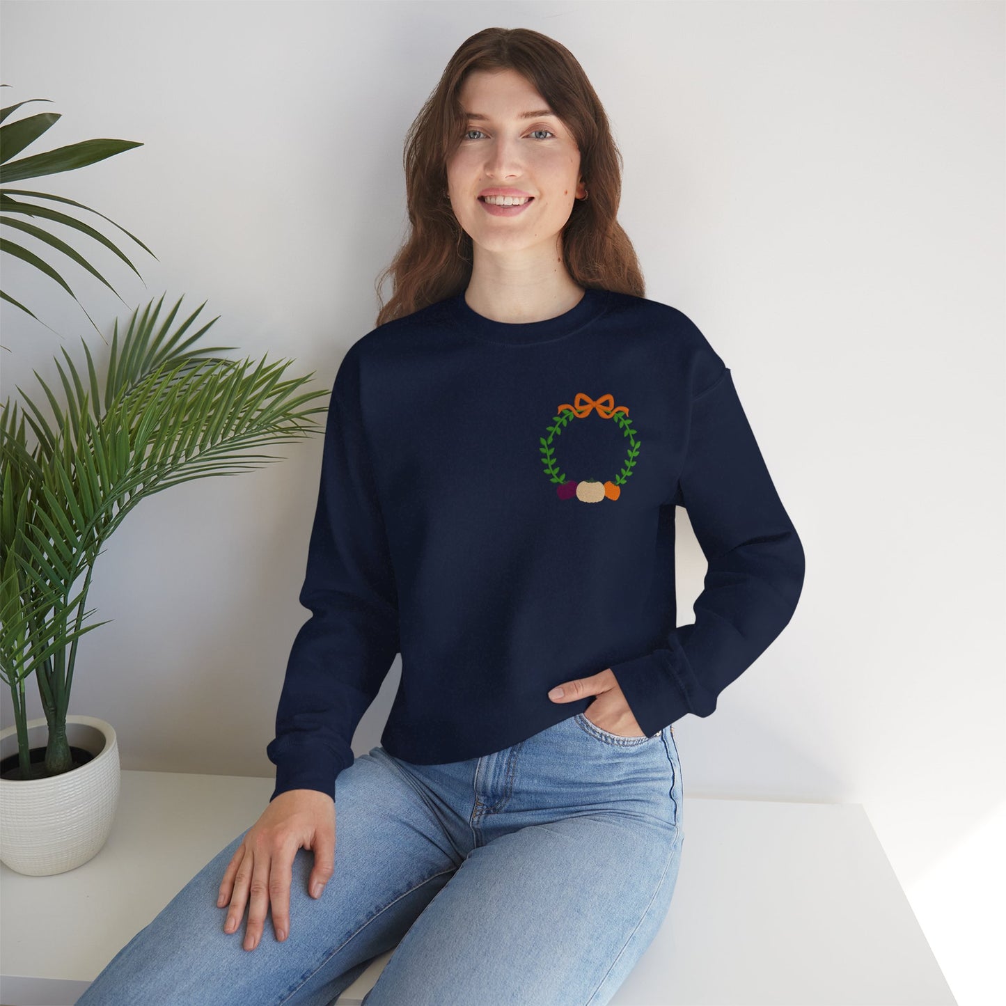 Cozy Holiday Wreath Crewneck Sweatshirt, Winter Apparel, Christmas Gift, Unisex Sweatshirt, Casual Comfort Clothing
