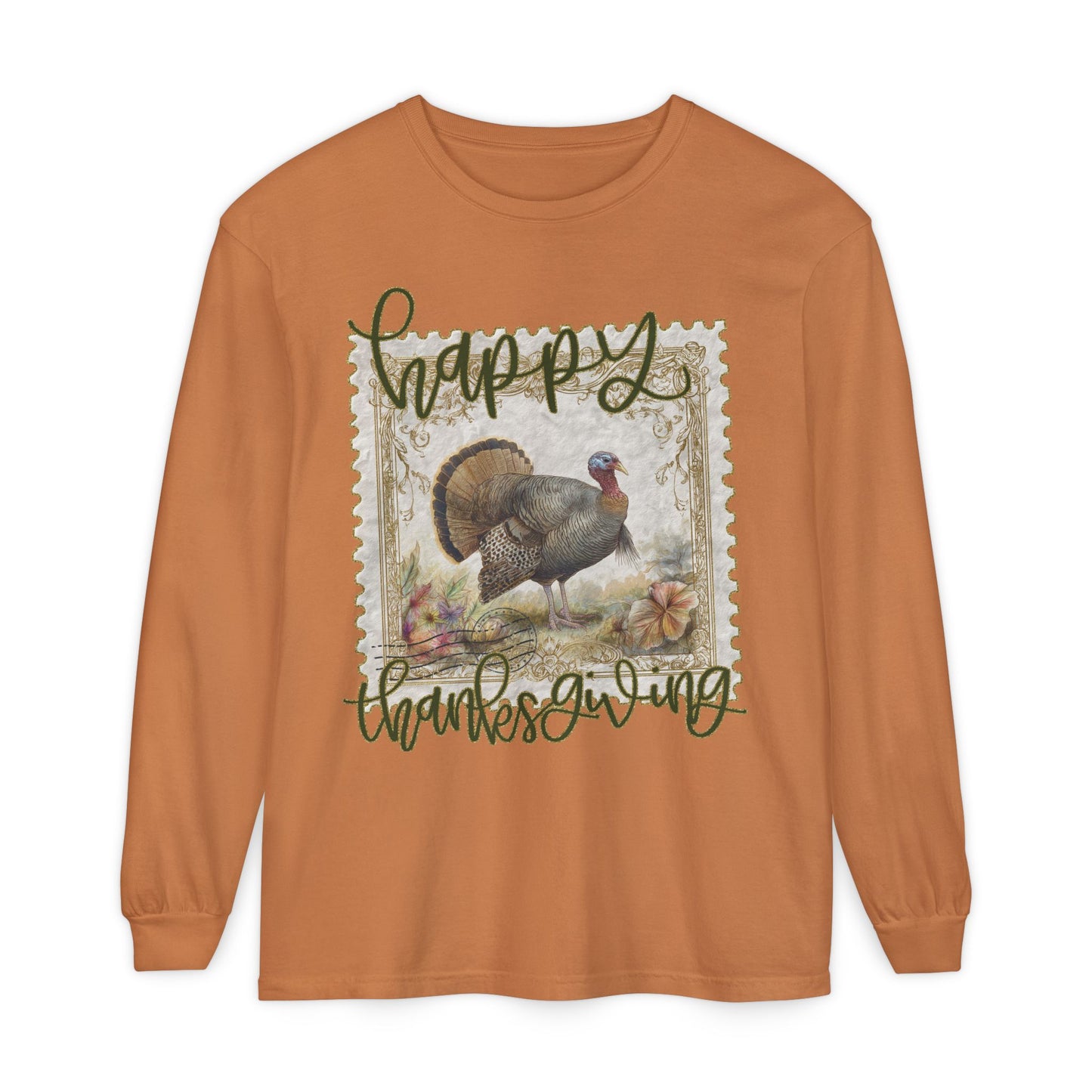 Thanksgiving Turkey Long Sleeve Comfort Color, Fall Apparel, Holiday Shirt, Thanksgiving Outfit, Cozy Gift