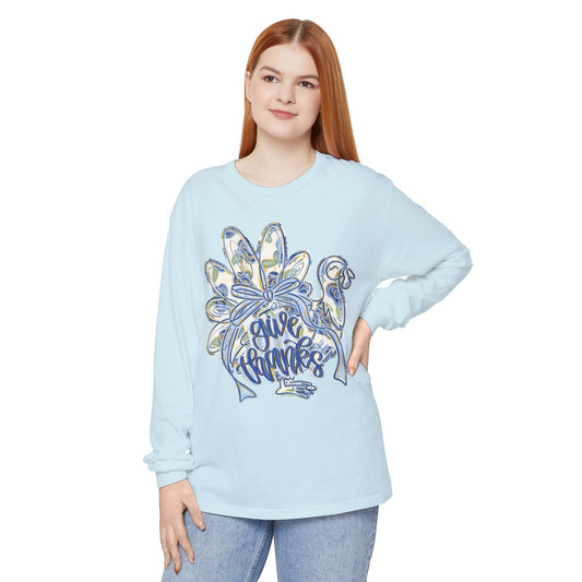 Thanksgiving Handprint Long Sleeve T-Shirt, Unisex Apparel for Family Gatherings, Holiday Gift, Fall Fashion, Cozy Casual Wear