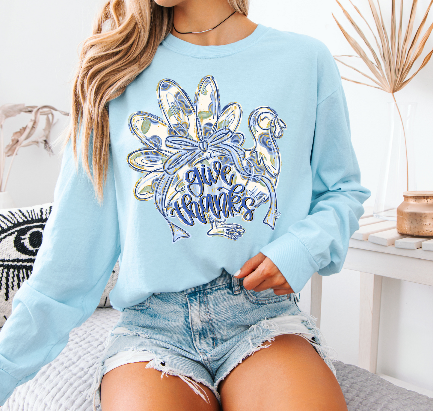 Thanksgiving Handprint Long Sleeve Comfort Color for Family Gatherings, Holiday Gift, Fall Fashion, Cozy Casual Wear