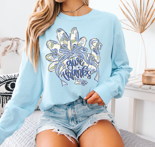 Thanksgiving Handprint Long Sleeve Comfort Color for Family Gatherings, Holiday Gift, Fall Fashion, Cozy Casual Wear