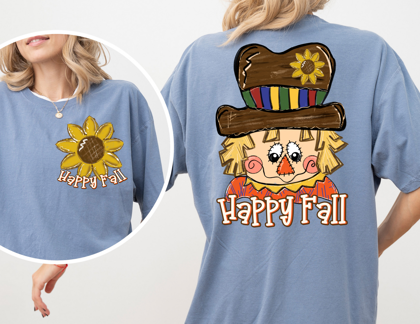 Fall Scarecrow T-Shirt, Happy Fall, Autumn Apparel, Comfort Color Seasonal Shirt, Harvest Festival Clothing, Thanksgiving Gift
