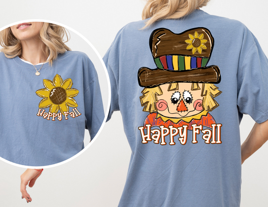 Fall Scarecrow T-Shirt, Happy Fall, Autumn Apparel, Comfort Color Seasonal Shirt, Harvest Festival Clothing, Thanksgiving Gift