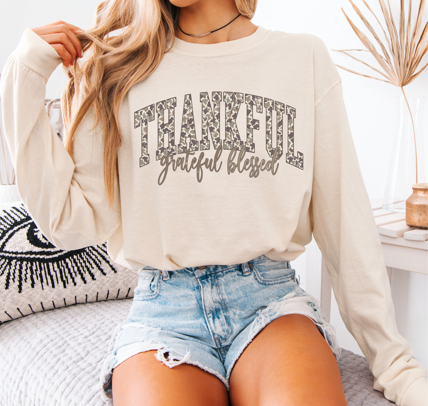 Thankful Grateful Blessed Long Sleeve Comfort Color