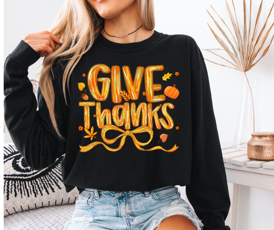 Give Thanks Comfort Color Long Sleeve T-Shirt