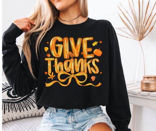 Give Thanks Comfort Color Long Sleeve T-Shirt
