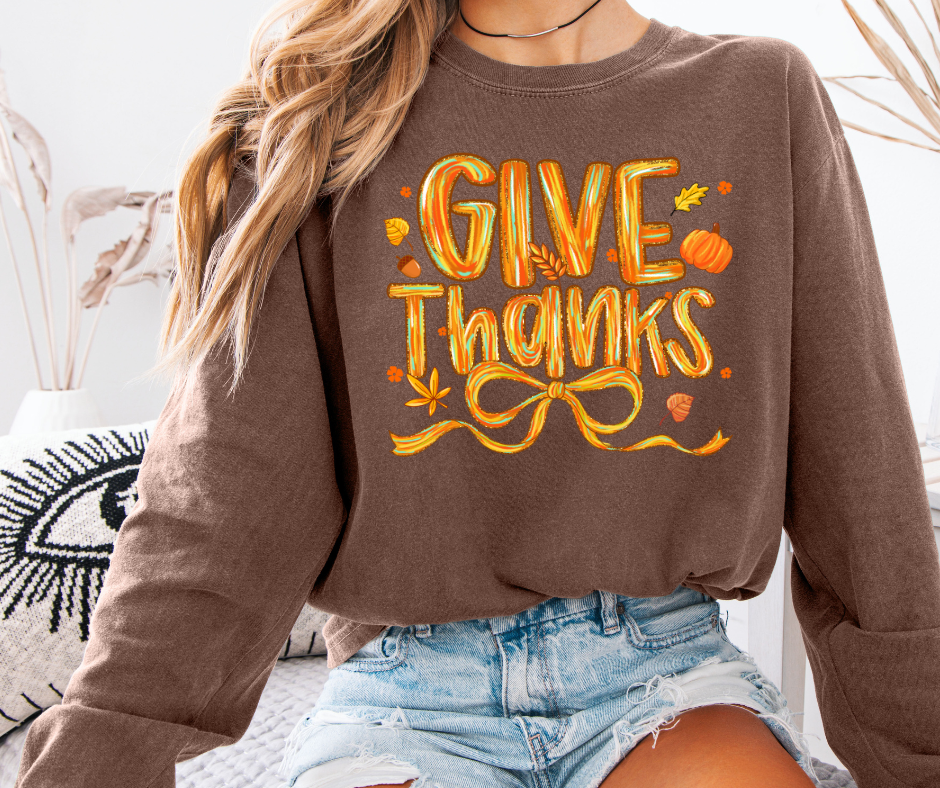 Give Thanks Comfort Color Long Sleeve T-Shirt