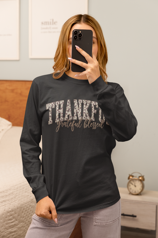Thankful Grateful Blessed Long Sleeve Comfort Color