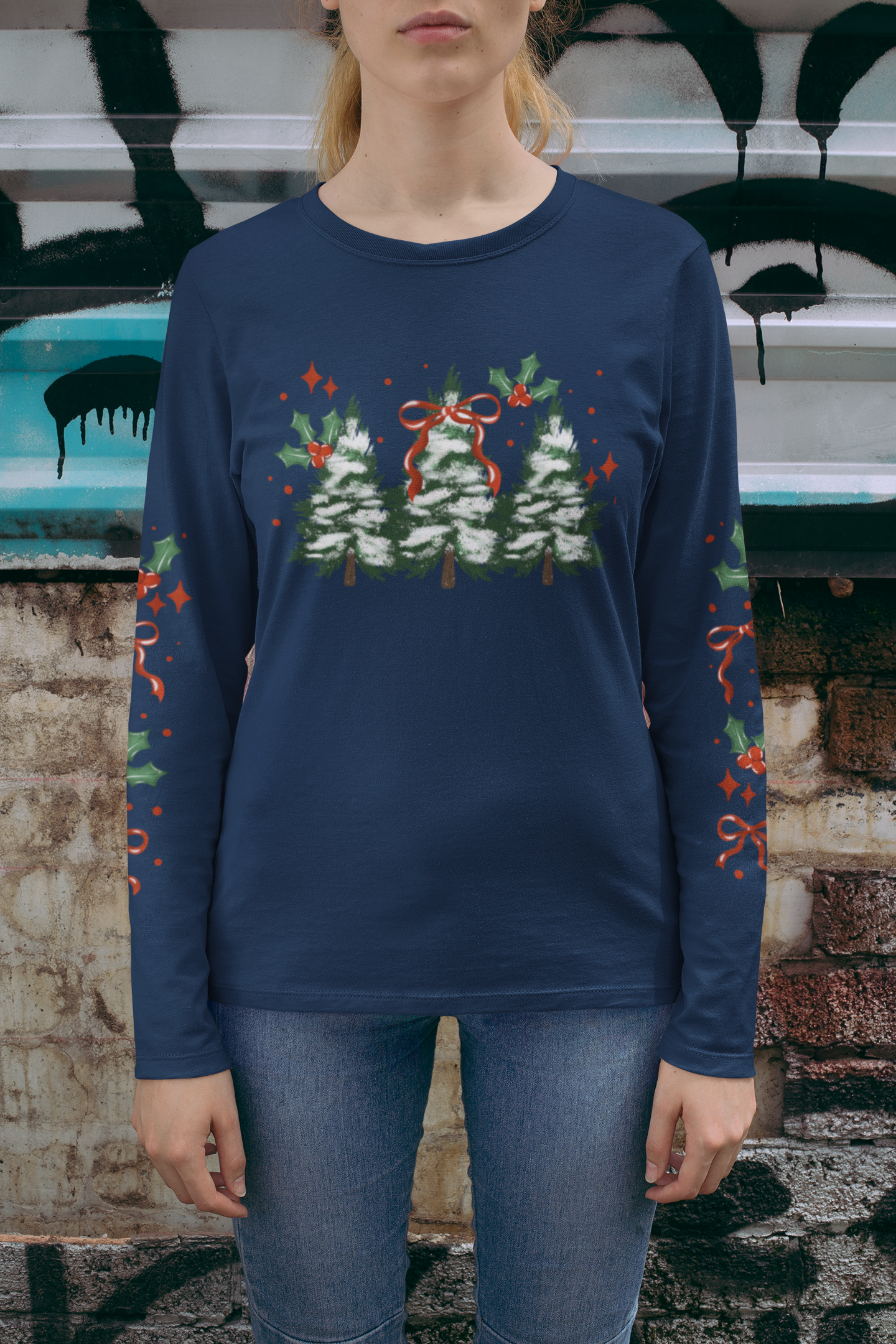 Festive Long Sleeve Comfort Color with Holiday Design