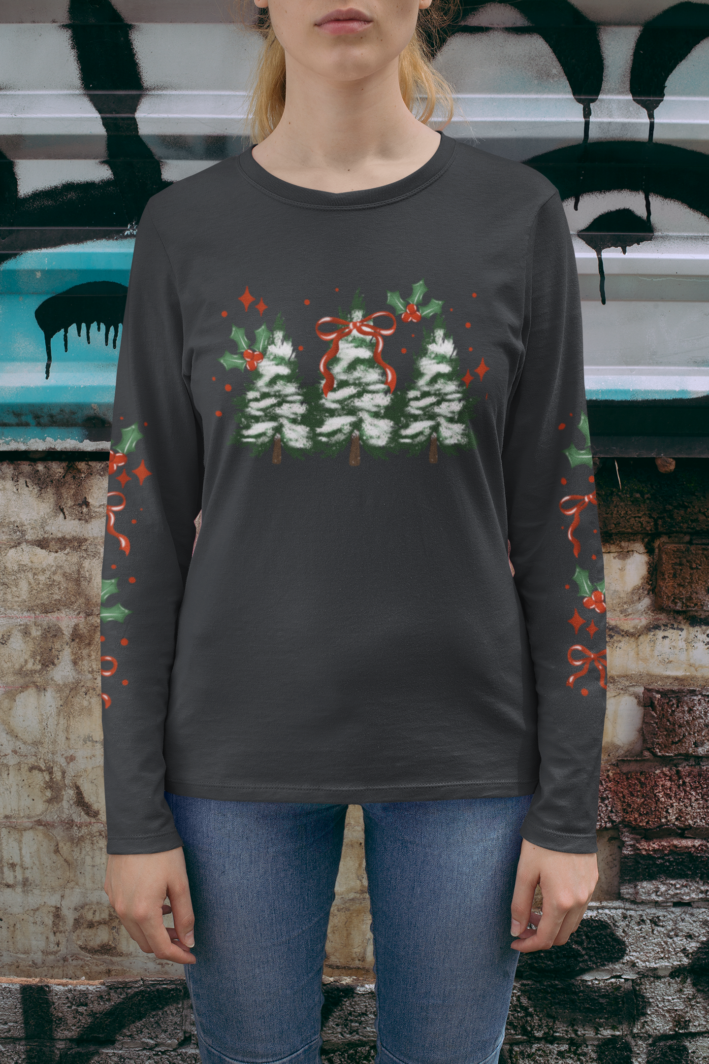Festive Long Sleeve Comfort Color with Holiday Design