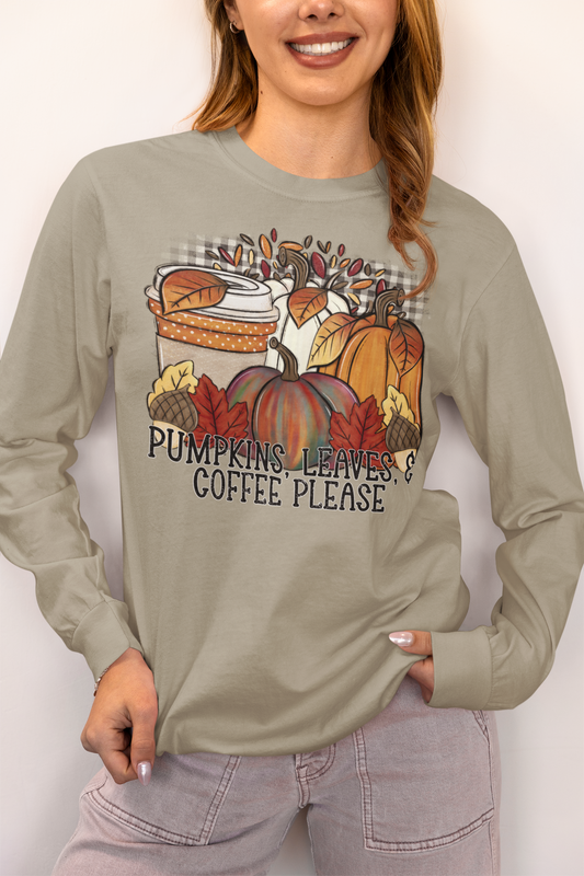 Autumn Pumpkin Coffee Long Sleeve Comfort Color