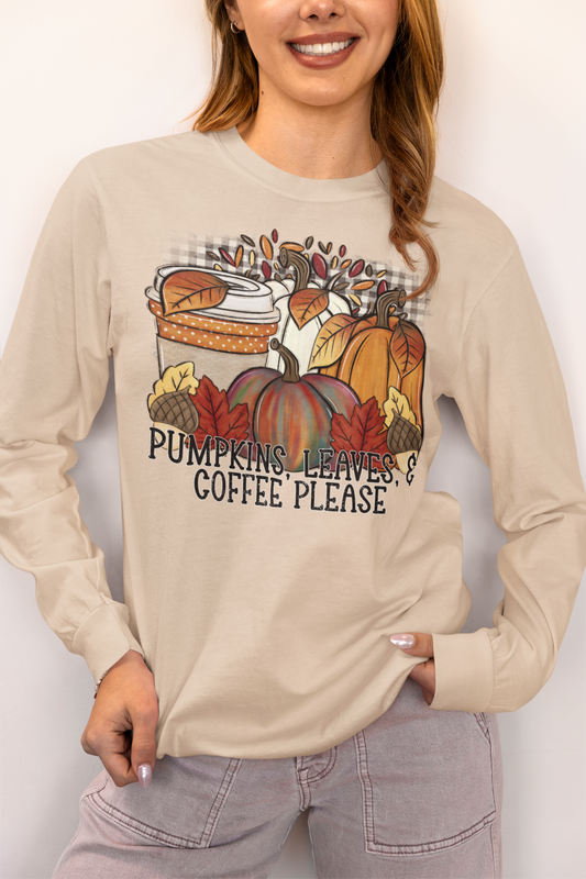 Autumn Pumpkin Coffee Long Sleeve Comfort Color
