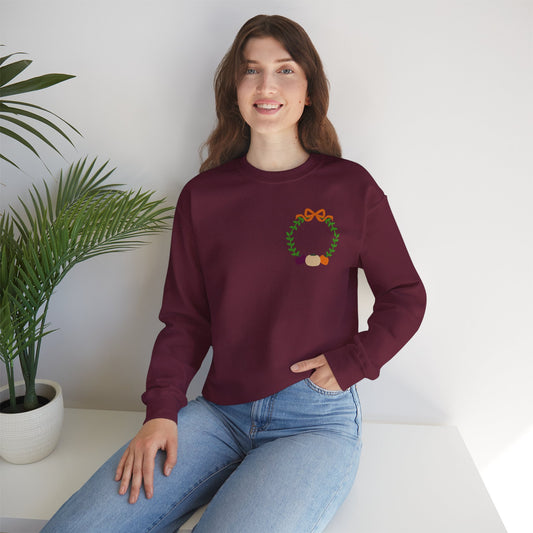 Cozy Holiday Wreath Crewneck Sweatshirt, Winter Apparel, Christmas Gift, Unisex Sweatshirt, Casual Comfort Clothing