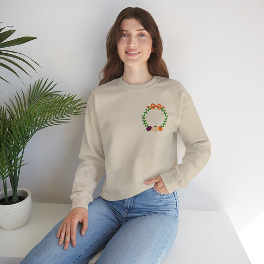 Cozy Holiday Wreath Crewneck Sweatshirt, Winter Apparel, Christmas Gift, Unisex Sweatshirt, Casual Comfort Clothing