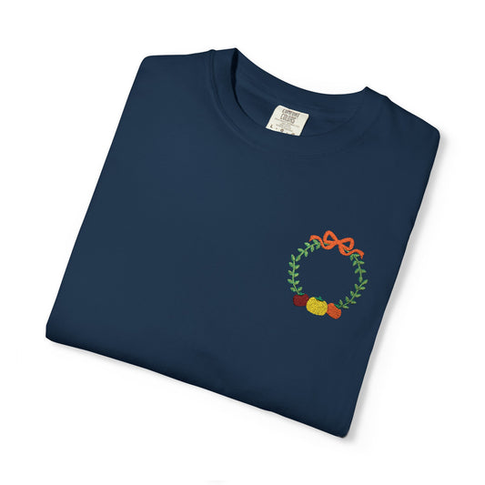 Fall Festive Embroidered Unisex T-Shirt, Casual Comfort Clothing