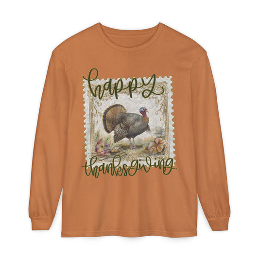 Thanksgiving Turkey Long Sleeve Comfort Color, Fall Apparel, Holiday Shirt, Thanksgiving Outfit, Cozy Gift